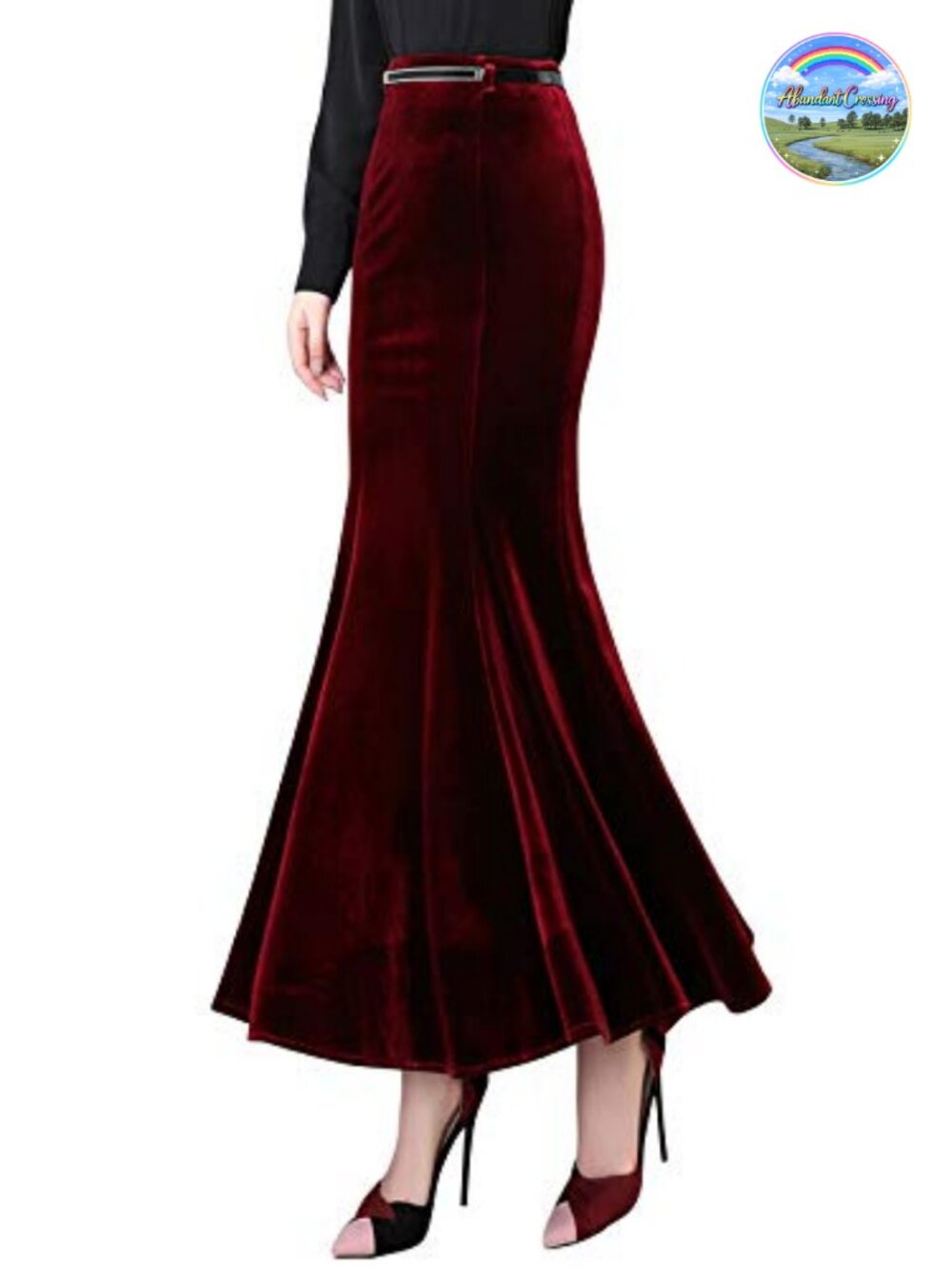 High Waist Velour Bodycon Fishtail Mermaid Maxi Skirt Evening Party